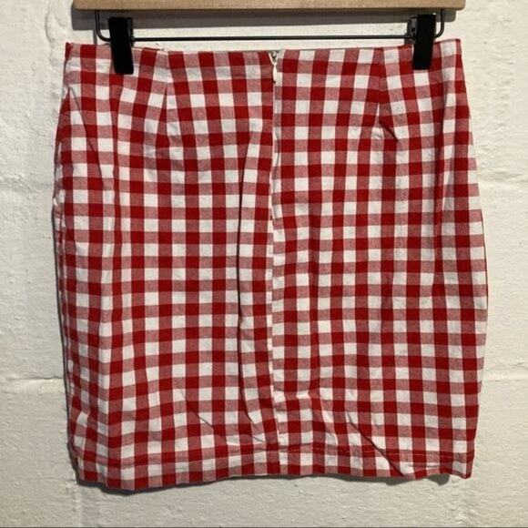 Talgui Red Checkered Stretch Miniskirt - Size P - Picture 3 of 5